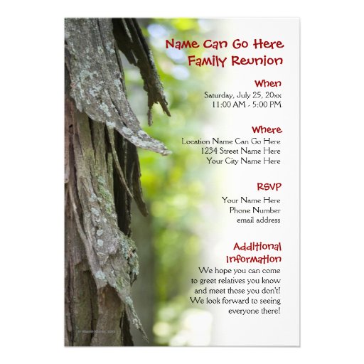 Customizable Forest Family Reunion Invitation (front side)