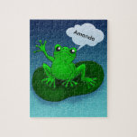 Customizable frog floating on a leave in ocean puzzle