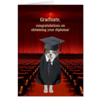Customizable Funny Cat Graduation Card cards