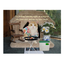 Customizable Funny Cat New Address/Dinner Invite postcards