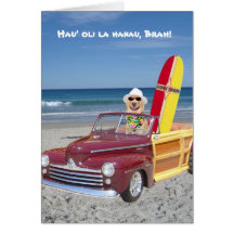 Customizable Funny Surfer Birthday Greeting Card