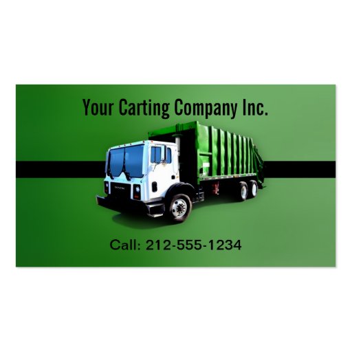 CUSTOMIZABLE Garbage Truck Carting Company Business Card (back side)