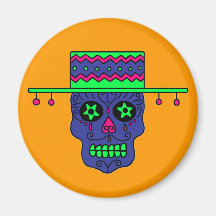 Customizable Gaucho Sugar Skulls Fridge Magnet