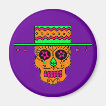 Customizable Gaucho Sugar Skulls Fridge Magnet