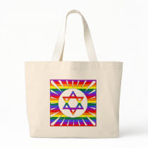 Customizable Gay Pride Rainbow Star of David Canvas Bags