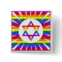 Customizable Gay Pride Rainbow Star of David Pin