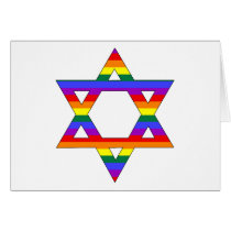 Customizable Gay Pride Rainbow Star of David Greeting Card