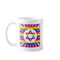 Customizable Gay Pride Rainbow Star of David Coffee Mugs