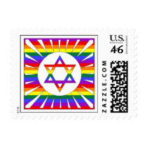 Customizable Gay Pride Rainbow Star of David Postage Stamp