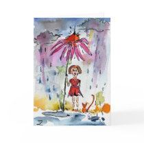 get well, cards, children, sick, rain, sympathy, customizable cards, ginette, children illustrations, Card with custom graphic design