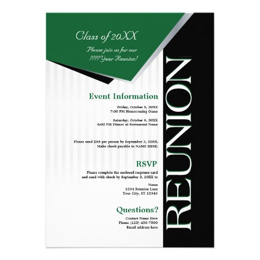 Customizable Green Class Reunion Invitation
