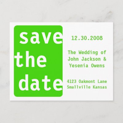 Customizable Green Save the Date - Customized Post Card