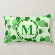 Customizable Green Spots Monogram Throw Pillow