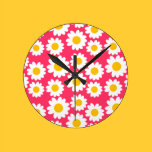 Customizable Groovy Daisies wall clocks