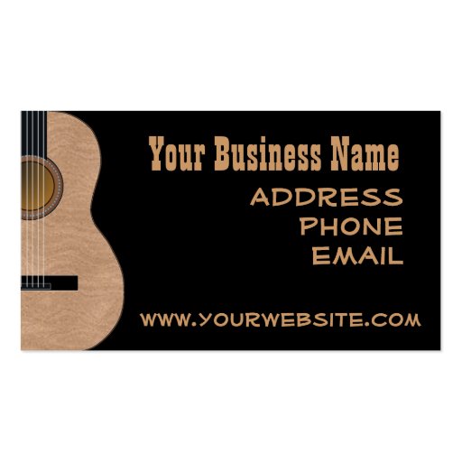 CUSTOMIZABLE Guitar Music Business Cards (front side)