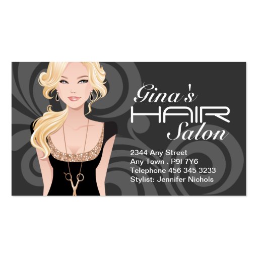 Customizable Hair Salon Business Cards (front side)