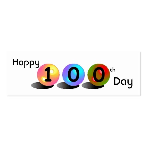 Customizable "Happy 100th Day" Mini Bookmarker Business Card Templates (front side)
