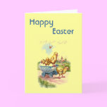 Customizable Happy Easter Card with Baby Chicks cards