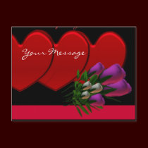 Customizable Hearts & Flowers Postcards