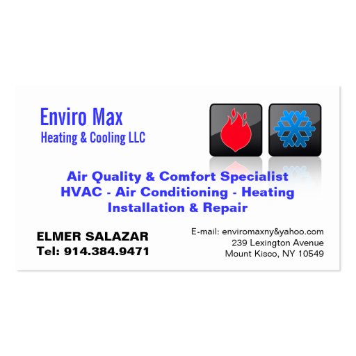 CUSTOMIZABLE Heating & Cooling BC Business Cards (front side)
