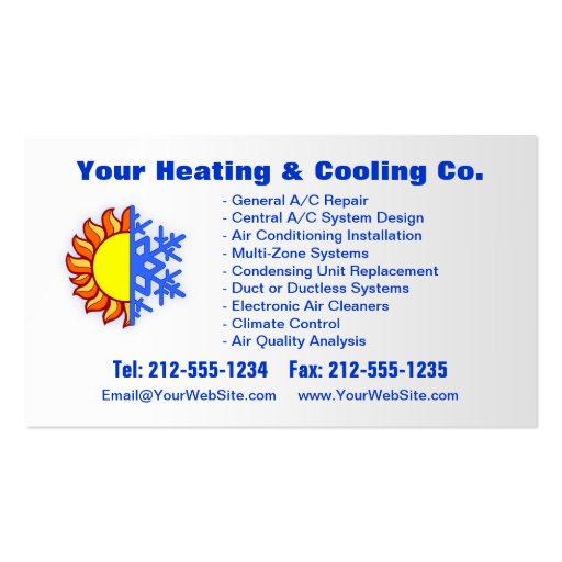 CUSTOMIZABLE Heating & Cooling Business Card (front side)
