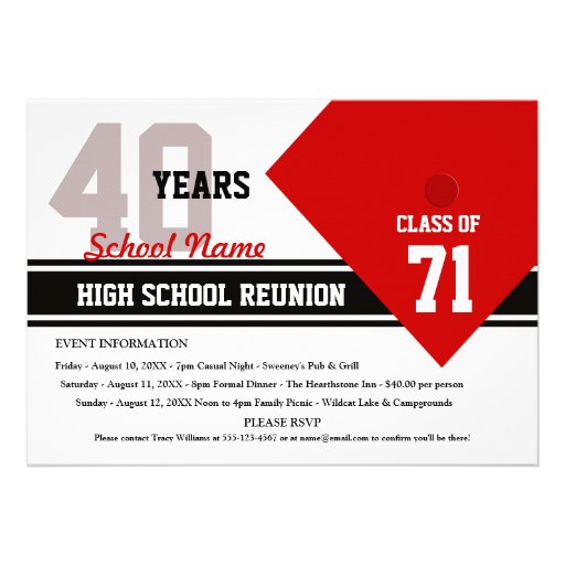 Customizable High School Class Reunion Invitations