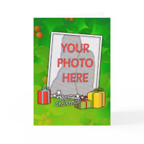 Customizable Holly &boxes Christmas photo gifts Card