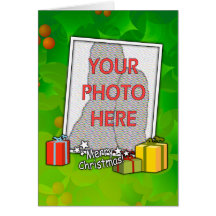 Customizable Holly &boxes Christmas photo gifts Card