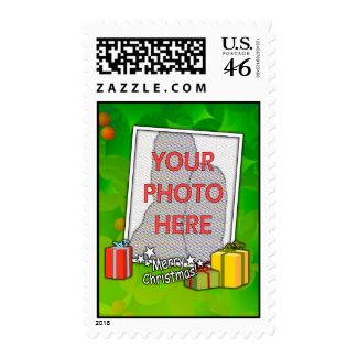 Customizable Holly &amp;boxes Christmas photo gifts Postage Stamps