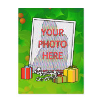 Customizable Holly &boxes Christmas photo gifts Post Card