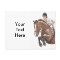 Customizable Horse Jumper Postcard by twopurringcats Customizable Horse Jumper Postcard