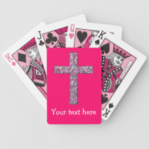 Customizable Hot Pink Cross Bicycle Poker Deck