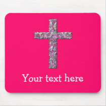 Customizable Hot Pink Cross Mousepads