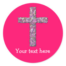 Customizable Hot Pink Cross Sticker