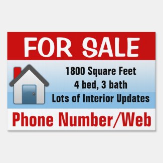 Customizable House For Sale Sign, Modern Blue