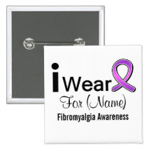 Customizable I Wear a Fibromyalgia Ribbon Button