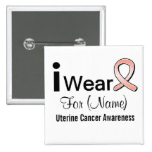 Customizable I Wear a Uterine Cancer Ribbon Buttons