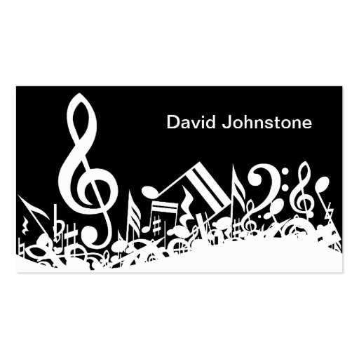 Customizable Jumbled Musical Notes Business Cards (front side)