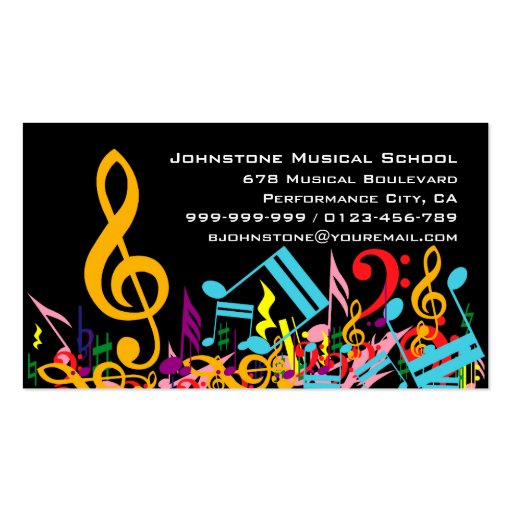 Customizable Jumbled Musical Notes Business Cards (back side)