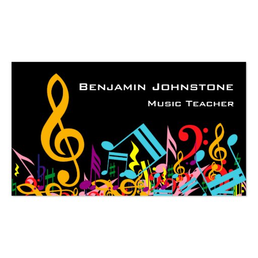 Customizable Jumbled Musical Notes Business Cards (front side)