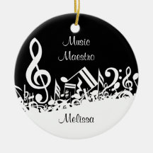 Customizable Jumbled Musical Notes Ornament