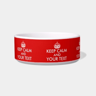 Customizable Keep Calm Saying Cat Dish Your Color