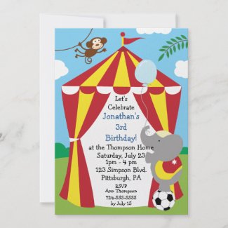 Customizable Kids Circus Birthday Party Invites