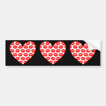 Customizable Kissy Lips Hearts Bumper Sticker