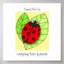 Customizable Ladybug love forever poster print