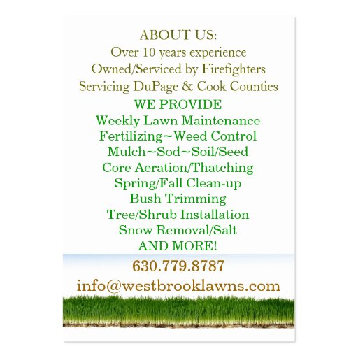 Customizable Lawncare & Landscaping Business Card (back side)