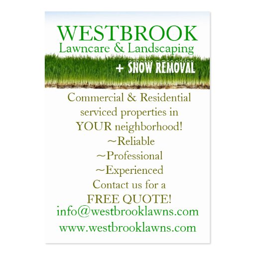 Customizable Lawncare & Landscaping Business Card (front side)