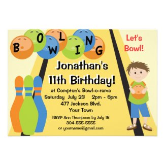 Customizable Let's Go Bowling Birthday Party Personalized Invitations