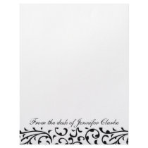 Customizable Letterhead Black and White Damask