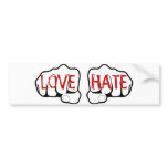 Customizable LOVE HATE Fists Bumper Sticker